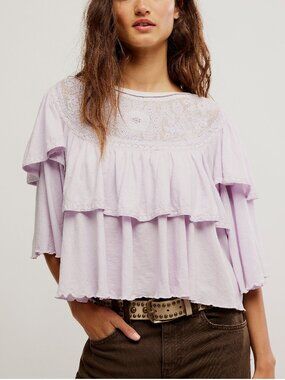 🆕 FREE PEOPLE Rose Party Tee / Orchid Hush